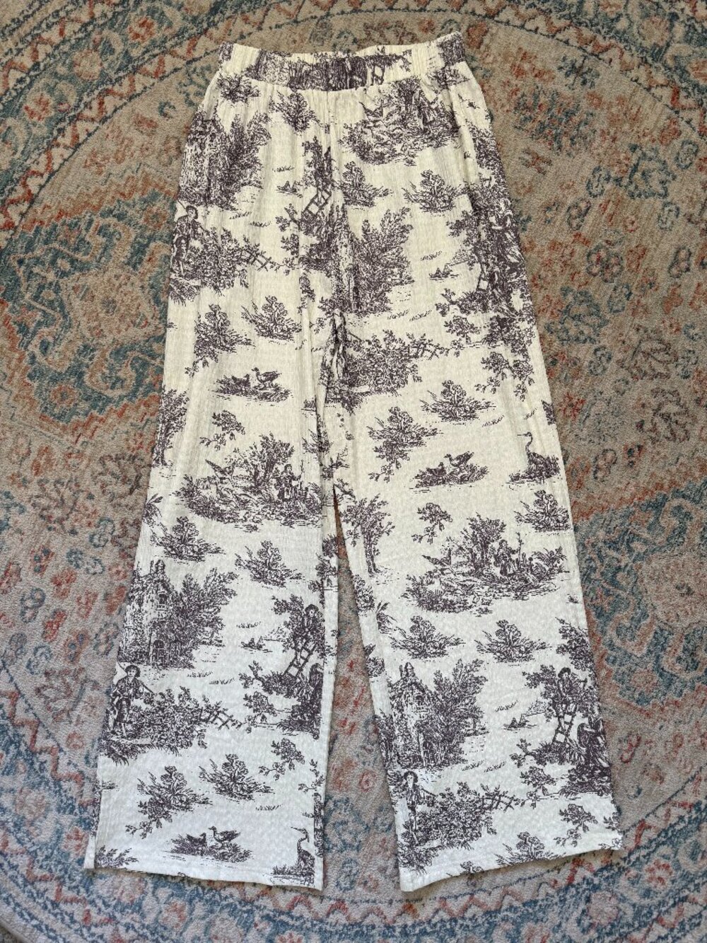 Cider Toile De Jouy Wide Leg Trousers : Small - Picture 2 of 7